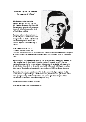 A preview of a PDF biography for Bateup, John Edwin